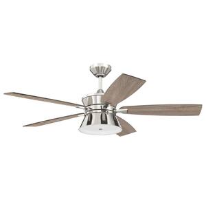 Dominick 52 in. Indoor Dual Mount Polished Nickel Ceiling Fan With Smart Wi-Fi Enabled Remote and Integrated LED Light