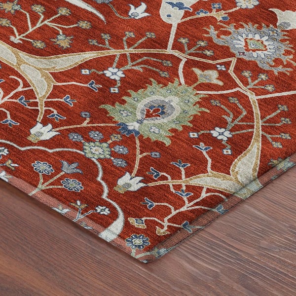 Mayfield Premium Machine Washable Abstract AMF2250 Red 2 ft. x 3 ft. Accent Rug