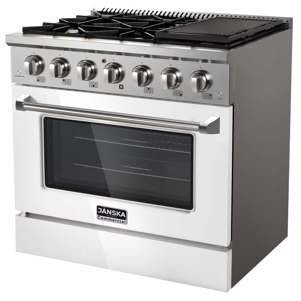 JANSKA Professional 36 in. Freestanding Dual Fuel Range, 6-Burners, 5.2 ...