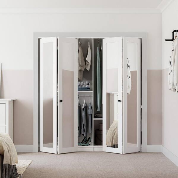 GOLDENPOLEY 48 in. x 78 in. (Double 24 in.) 1-Lite Mirrored Glass