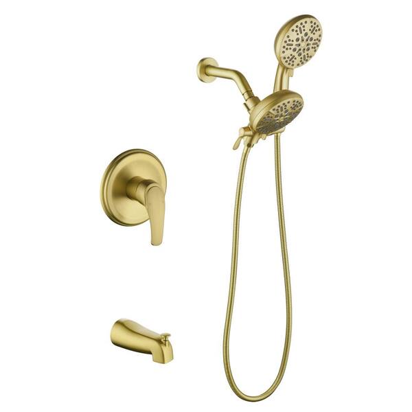 Unbranded 2 In-1 Single -Handle 49-Spray Tub and Shower Faucet with 4.72 in. Shower Head 1.8 GPM in. Brushed GoldValve Included