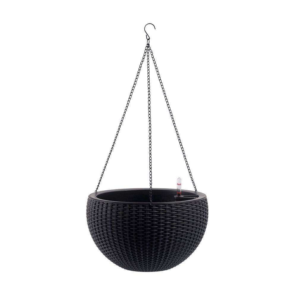 13 in. W Plastic Rattan Hanging Round Planter Set with Self-Watering System In Black (2-Packs) price history on PriceWatchPro