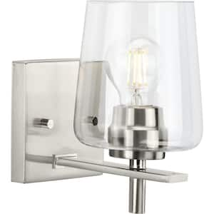 Calais 5 in. 1-Light Brushed Nickel Vanity Light with Clear Glass Shade New Traditional for Bath and Vanity