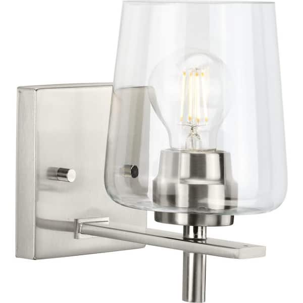 Progress Lighting Calais 5 in. 1-Light Brushed Nickel Vanity Light with Clear Glass Shade New Traditional for Bath and Vanity