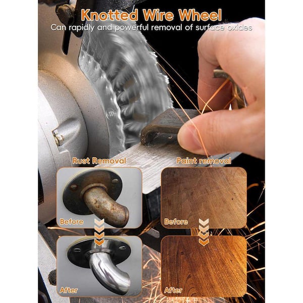 KIWDZFU 8 in. Bench Wire Wheel Brush Knotted Steel Wire with 5/8 7