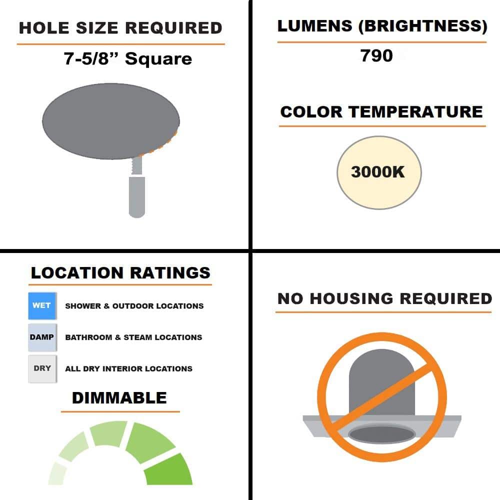 Halo Square 6" White Aluminum LED Downlight 3000K for Indoor/Outdoor