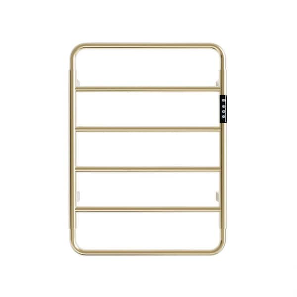 6-Bar Wall Mounted Plug in and Hardwire Electric Towel Warmer in Brushed Gold Stainless Steel