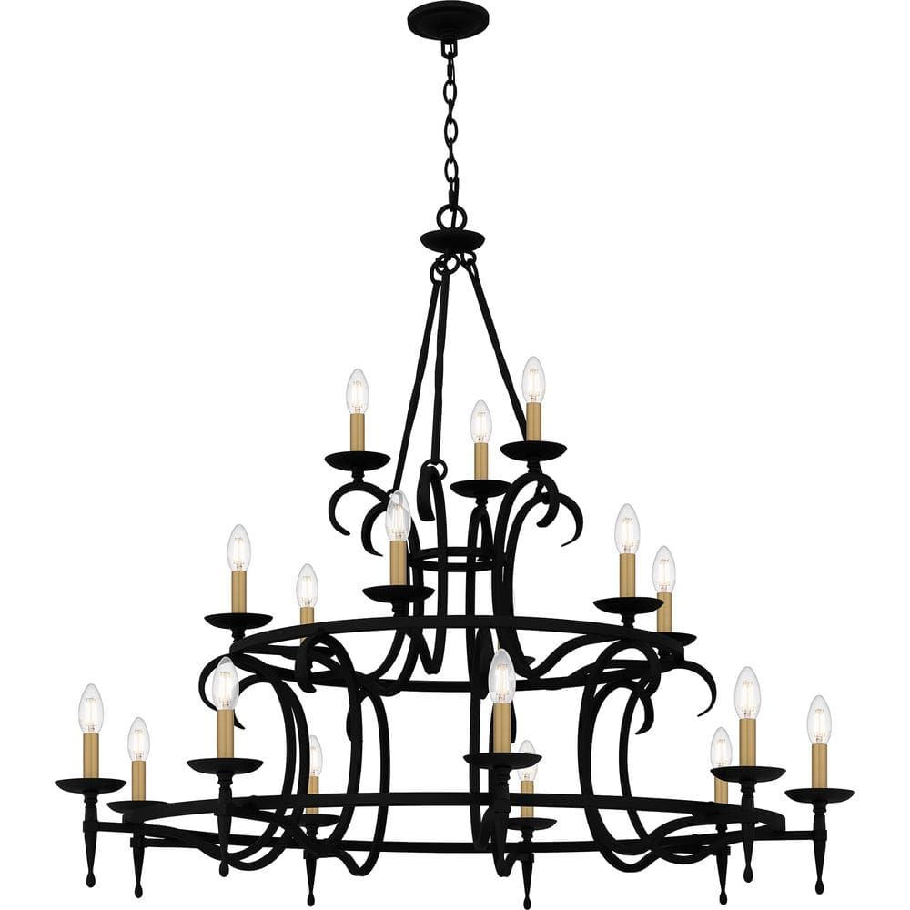 Octavia Black Iron 18-Light Candle Chandelier