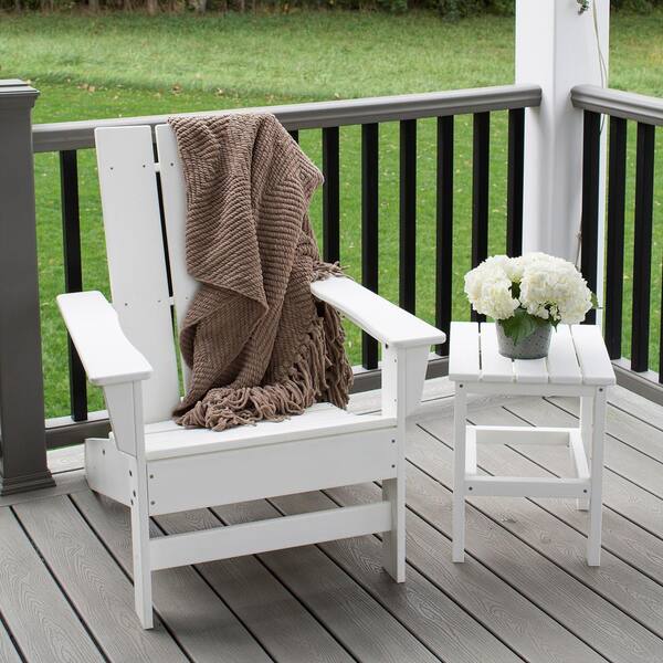 DUROGREEN Aria White Recycled Plastic Modern Adirondack Chair
