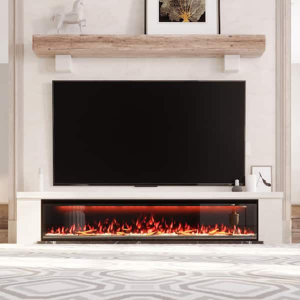 Clihome 84 in. W Wall-Mounted/Inserted Electric Fireplace in Black