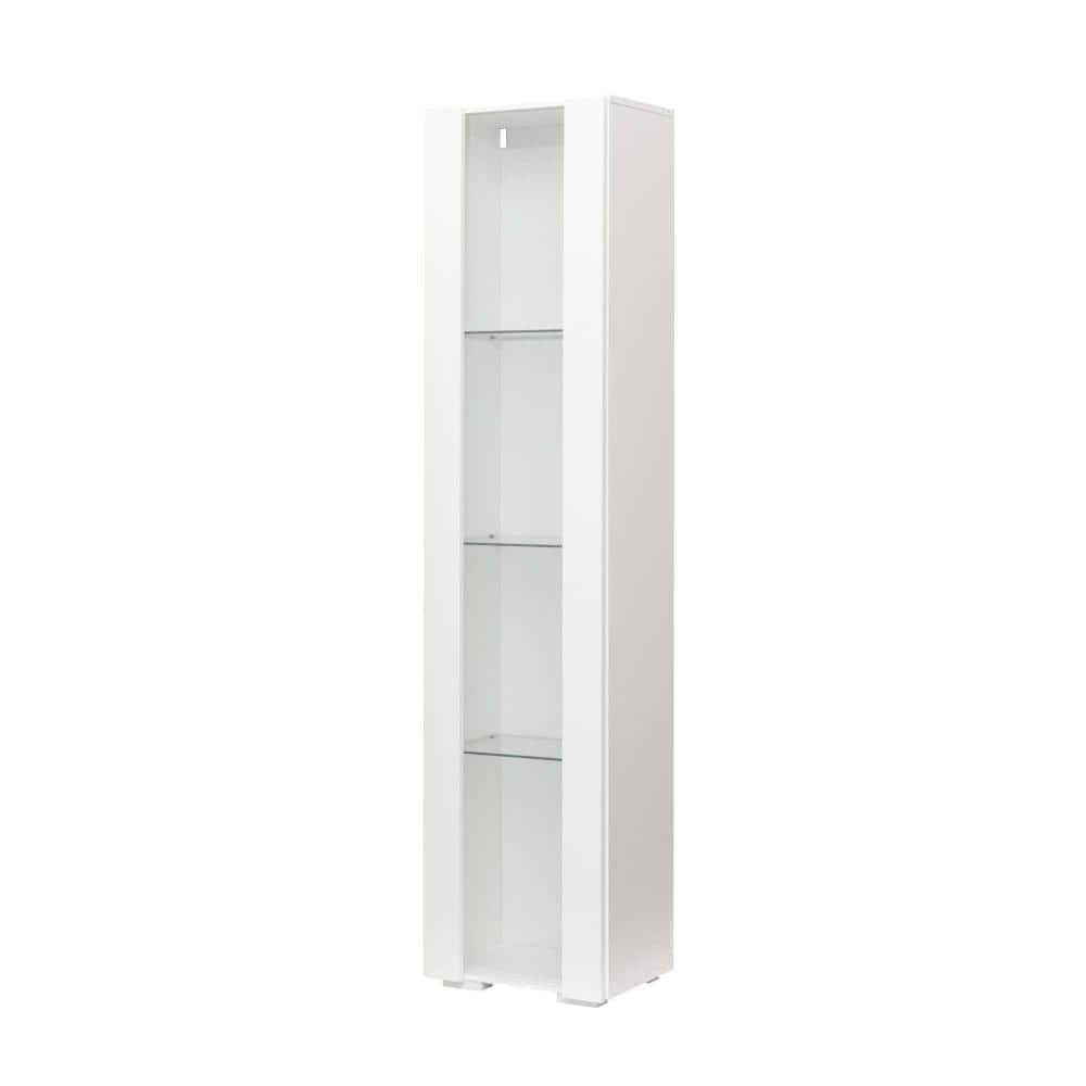 16 in W x 11 in D x 67 in H Linen Cabinet, Particle Board Side Cabinet with Aluminum Strip Lamp, Storage Space, White price history on PriceWatchPro