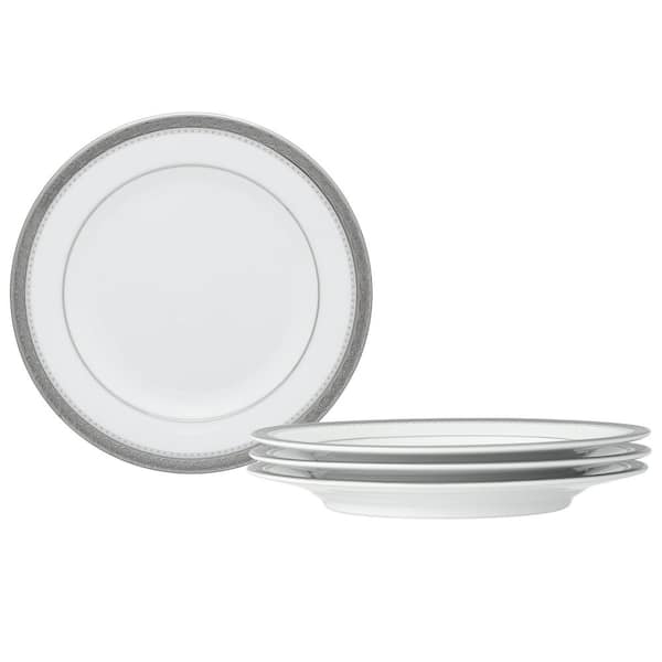 Noritake Charlotta Platinum 6.25 in. (Platinum) Porcelain Appetizer Plates, (Set of 4)
