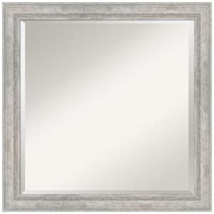 Angled Silver 23.25 in. x 23.25 in. Beveled Modern Square Wood Framed Bathroom Wall Mirror in Silver