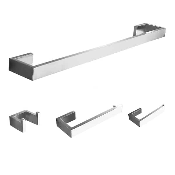 Boyel Living Stainless Steel 4-Piece Bathroom Accessories Set Wall Mounted in Silver