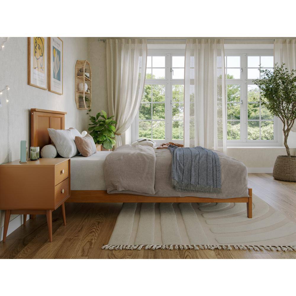 Madison Light Toffee Twin Wood Platform Bed with Headboard