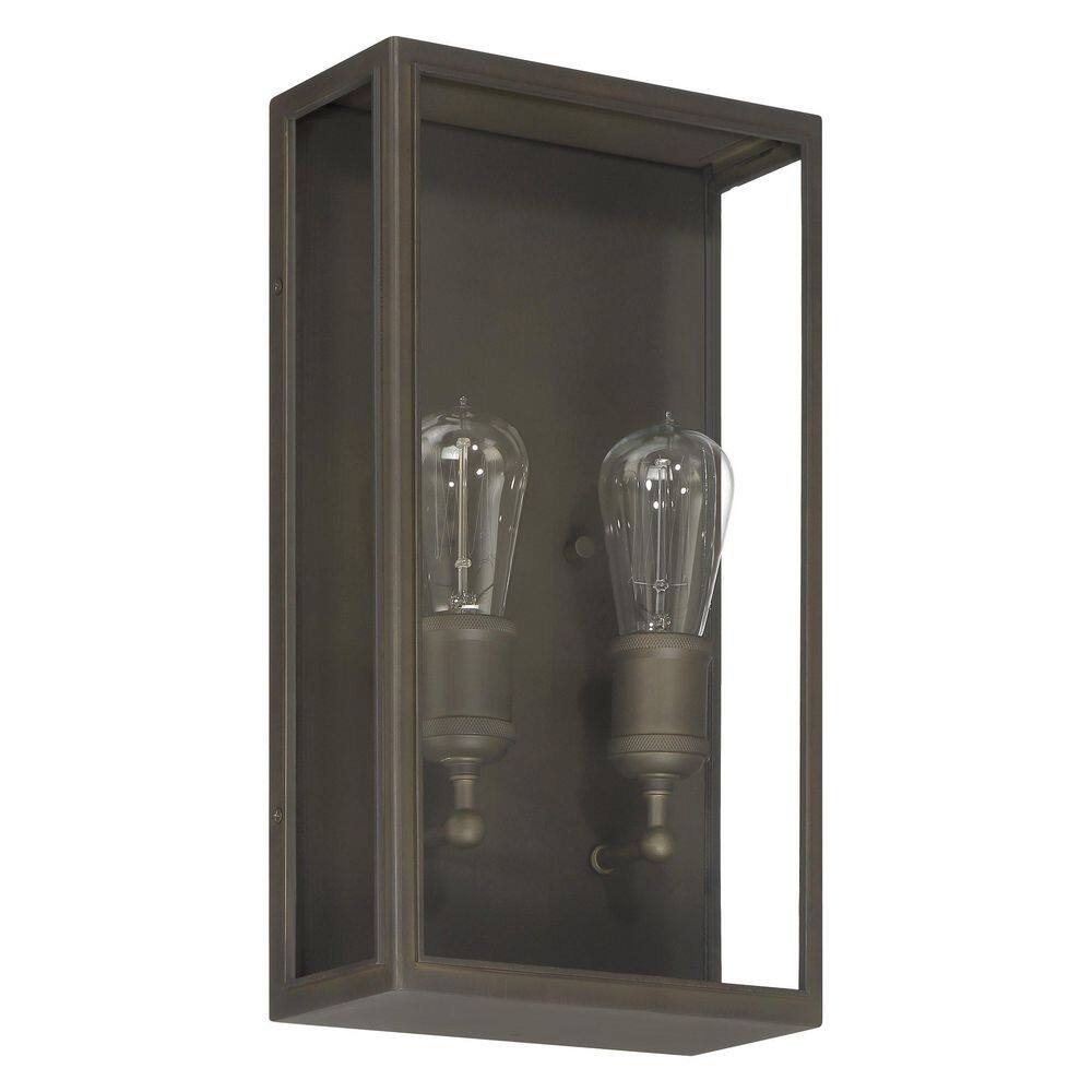 Hollis 16-inch 2-light Blackened Brass Exterior Wall Sconce with Clear Glass price history on PriceWatchPro
