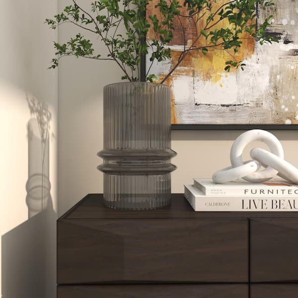 Brera Ribbed Centerpiece with Pedestal - Hudson Grace