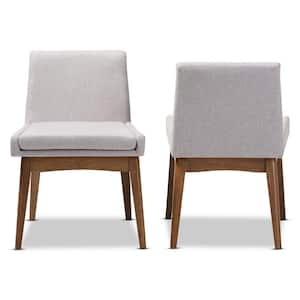 Nexus Greyish Beige/Walnut Brown Fabric Dining Chair (Set of 2)