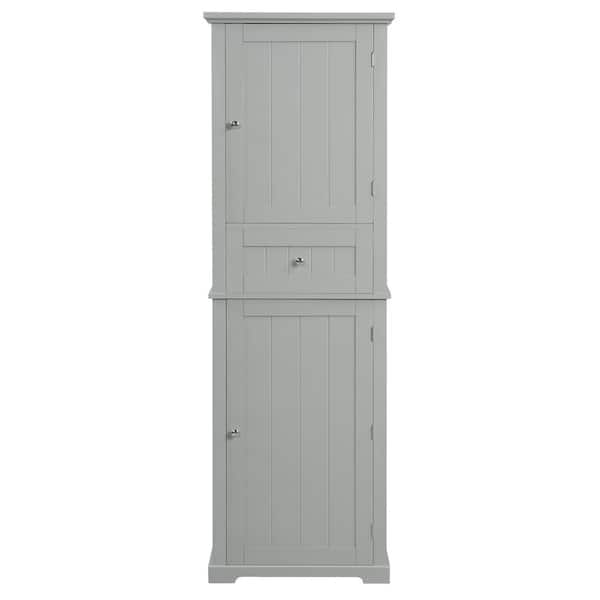 Unbranded 22 in. W x 11 in. D x 67.3 in. H Gray Linen Cabinet Bathroom Storage Cabinet with Adjustable Shelf and 2 Doors