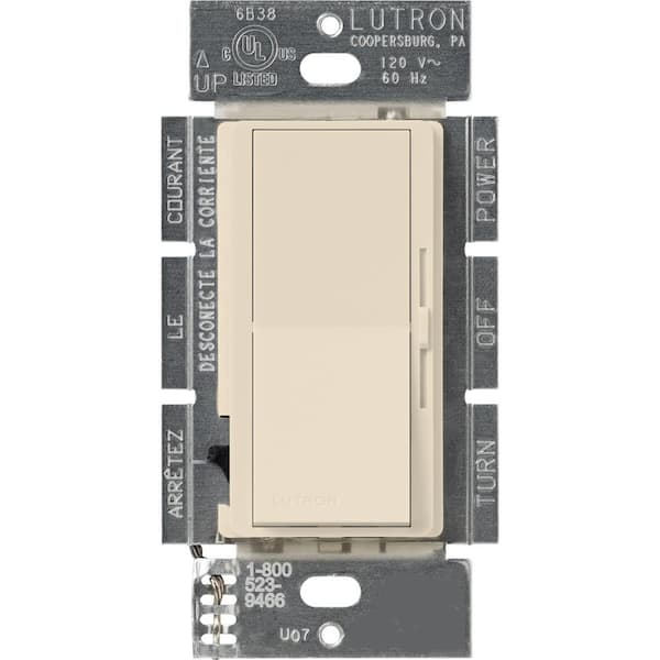 Lutron Diva Dimmer Switch for Incandescent and Halogen Bulbs, 1000-Watt/Single Pole, Light Almond (DV-10P-LA)