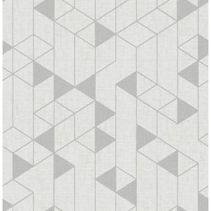 Fairbank White Silver Linen Geometric Wallpaper Sample