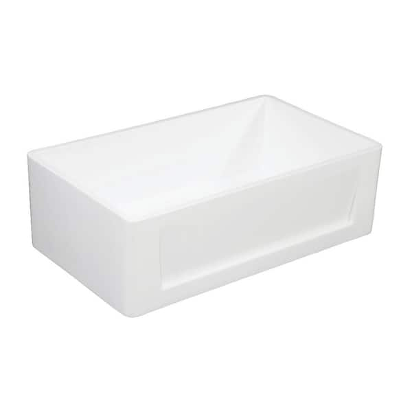 Kingston Brass Layla Farmhouse Solid Surface White Stone 30 in. Single Bowl Kitchen Sink