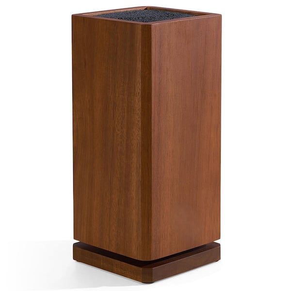 360° Rotating Multi-Knife Magnetic Acacia Wood Knife Block with Removable Bristles & 4-Sided Storage