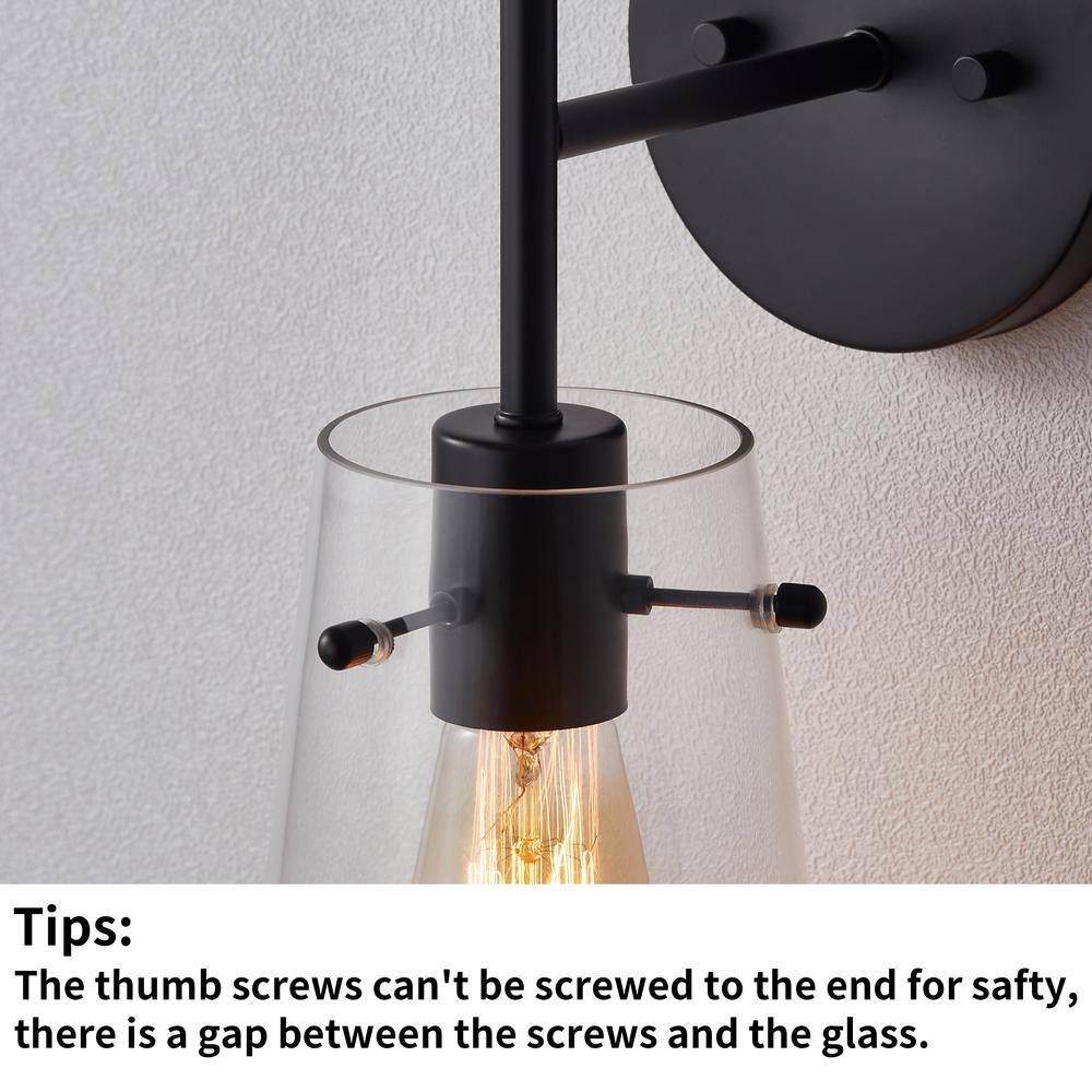 Bronze and Black Cone Glass Shade Wall Sconce