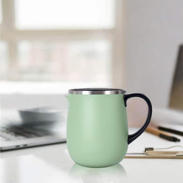 Numhew Avocado Green 16 oz. Insulated Coffee Mug with Handle Lid, Double Wall Stainless Steel Vacuum Thermal for Home Office