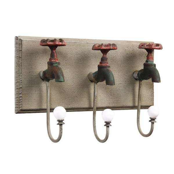 Home Decorators Collection Iron Green/Red 13.25 in. W Faucet Wall Hooks