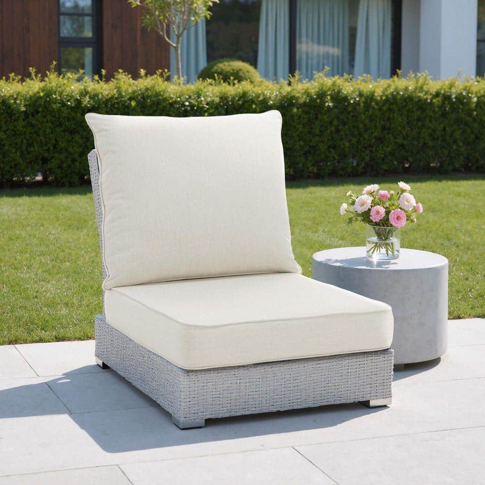 2-Piece Outdoor Lounge Chair Cushion/Throw Pillow Set in Sunbrella Light Sand