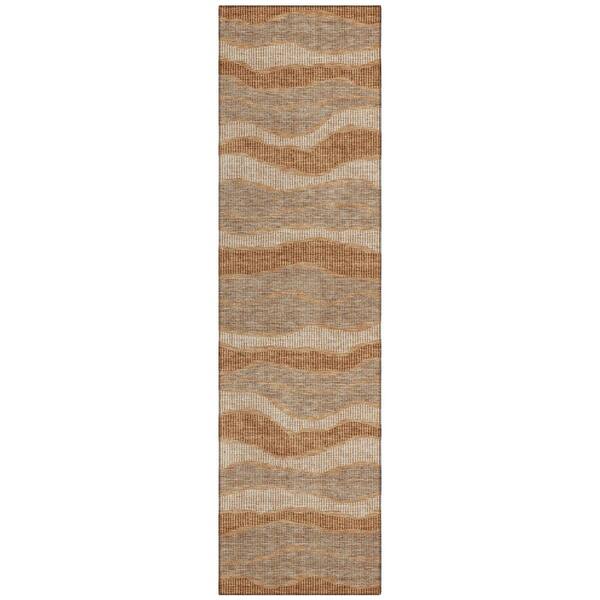 Chantille Machine Washable Indoor/Outdoor Abstract ACN2849 Copper 2 ft. x 7 ft. Runner Rug