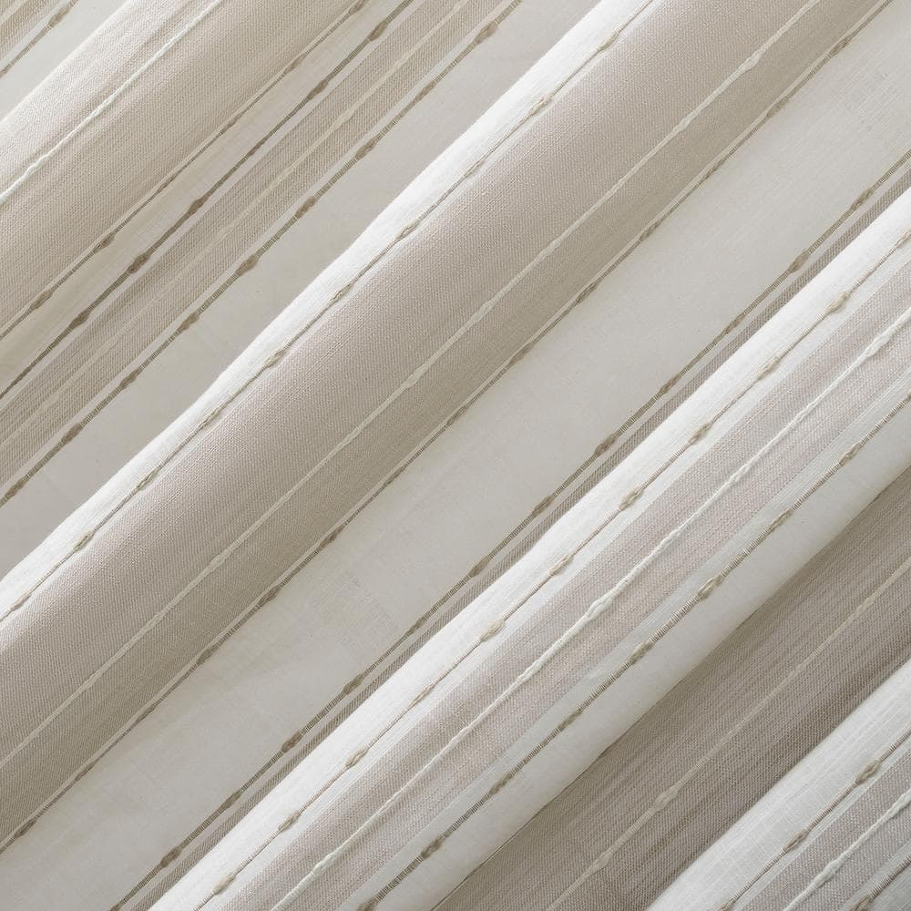 Linen and White Cotton Sheer Kitchen Curtain Tier Pair