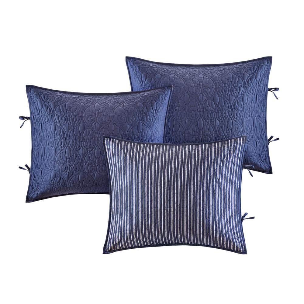 Navy Reversible Floral Motif Daybed Cover Set