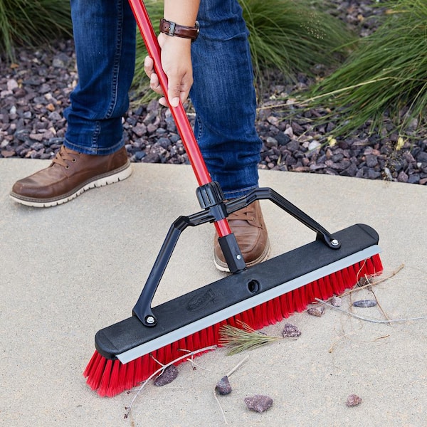 Libman - 24 in. High Power Heavy-Duty Multi-Surface Squeegee Push Broom with Brace and Steel Handle
