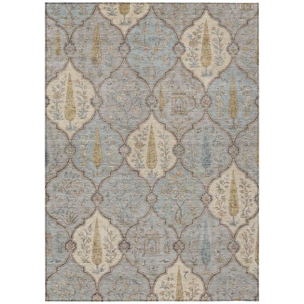 Chantille Machine Washable Indoor/Outdoor Abstract ACN3018 Spa 5 ft. x 7 ft. 6 in. Area Rug