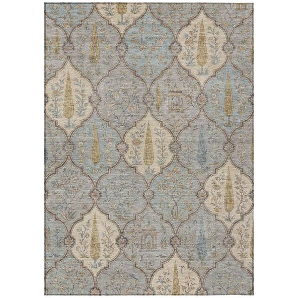 Chantille Machine Washable Indoor/Outdoor Abstract ACN3018 Spa 9 ft. x 12 ft. Area Rug