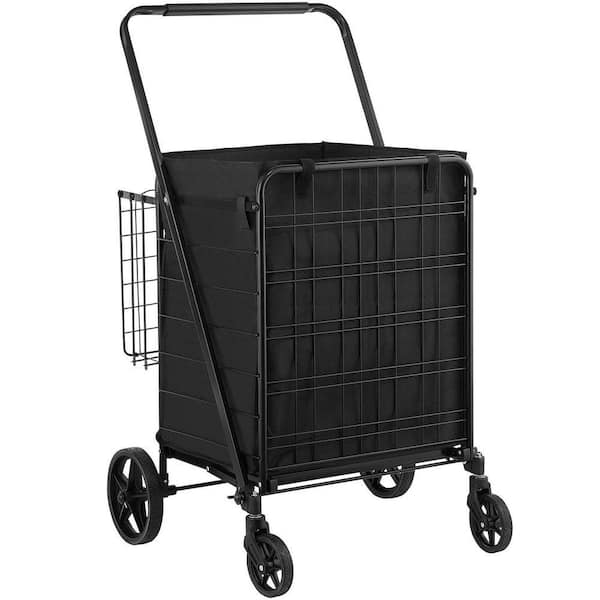 Avex 330 lb. Capacity Hand Truck Foldable Shopping Cart with Double Basket and 360° Swivel Wheels