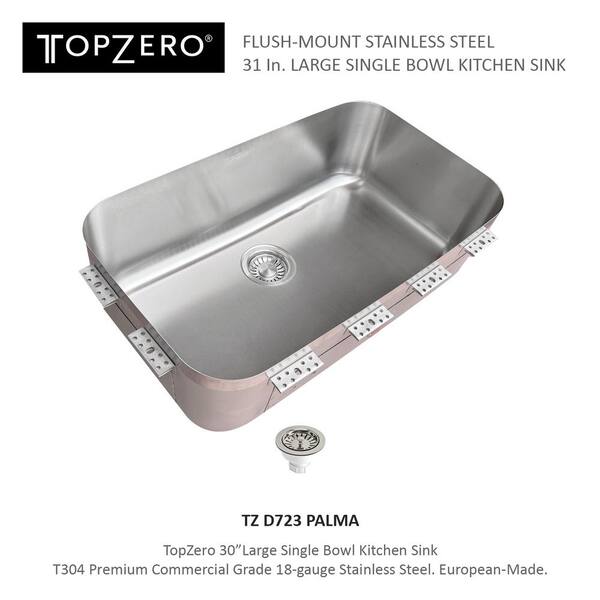 TopZero 18-Gauge Stainless Steel 30 in. Single Bowl Undermount