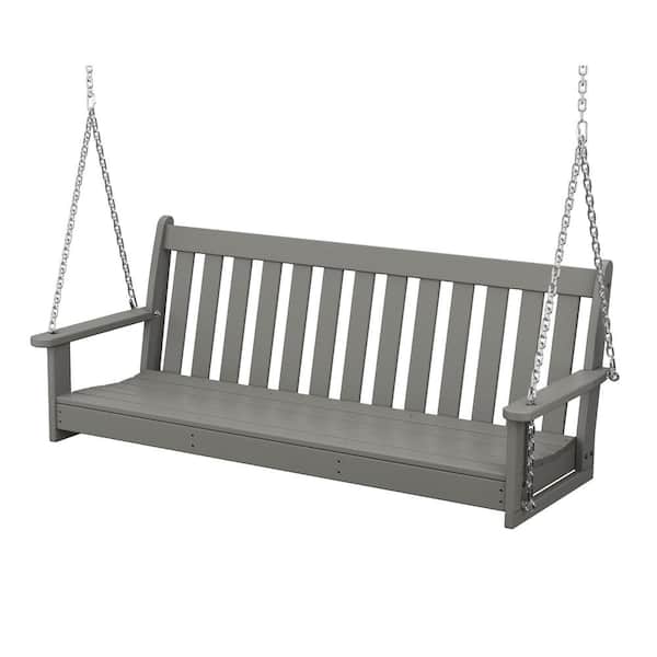 POLYWOOD Vineyard 60 in. 3-Person Slate Grey Plastic Porch Swing