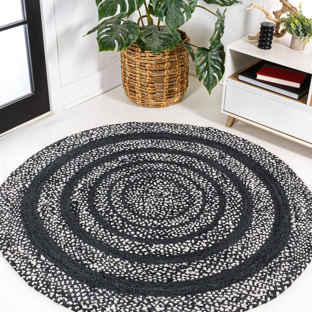 Jute Rug, Gardenya Black Minimal store Lines Jute Rug,Circular Jute Rug,Round Jute ,Double-Sided Jute ,Wicker Jute,Wicker Rugs