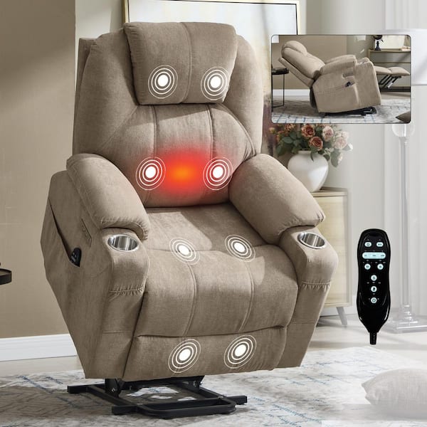 aisword Khaki Chenille Power Lift Recliner Chair with