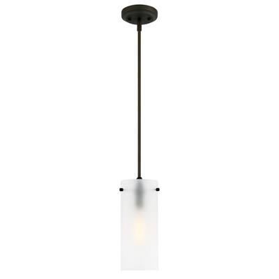 Montreal 1-Light Frosted/Oil Rubbed Bronze Pendant with Glass Shade
