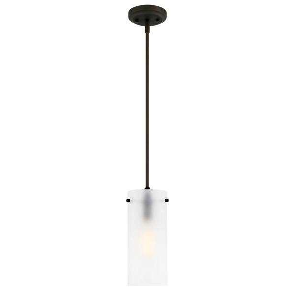 Light Society Montreal 1-Light Frosted/Oil Rubbed Bronze Pendant with Glass Shade