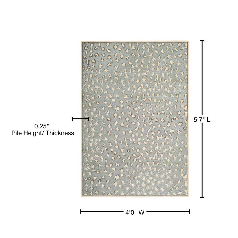 Cream and Spruce Hand-Knotted Viscose Area Rug
