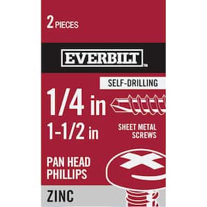 #14 x 1-1/2 in. Zinc Plated Phillips Pan Head-Self-Drilling Sheet Metal Screws (2-Pack)