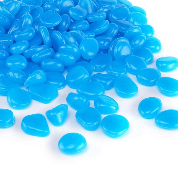 500 Blue Glow in The Dark Rocks Glow Pebbles Outdoor Bulk Blue Decorations Stones for Garden Fish Tank