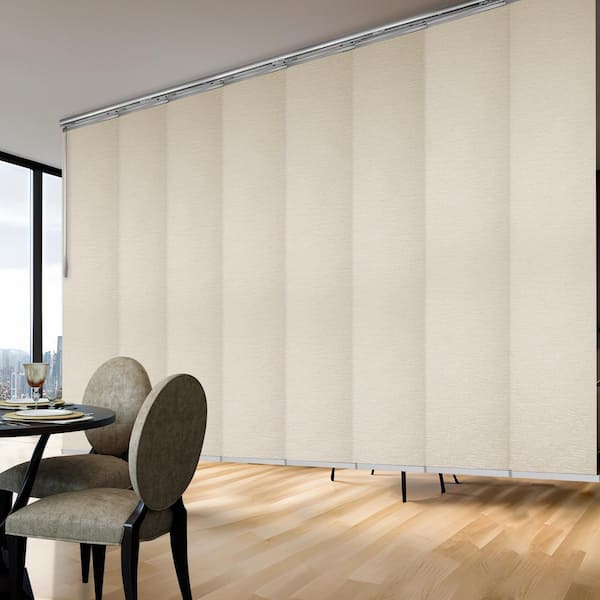 EMOH Macrame 130 in. - 175 in. W x 116 in. L Adjustable 8-Panel Satin Nickel Double Rail Panel Track with 23.5 in. Slates