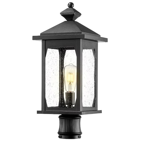 21.3 in. 1-Light Black Die-Cast Aluminum Hardwired Outdoor Rust Weather Resistant Pier Mount Light with No Bulb Included