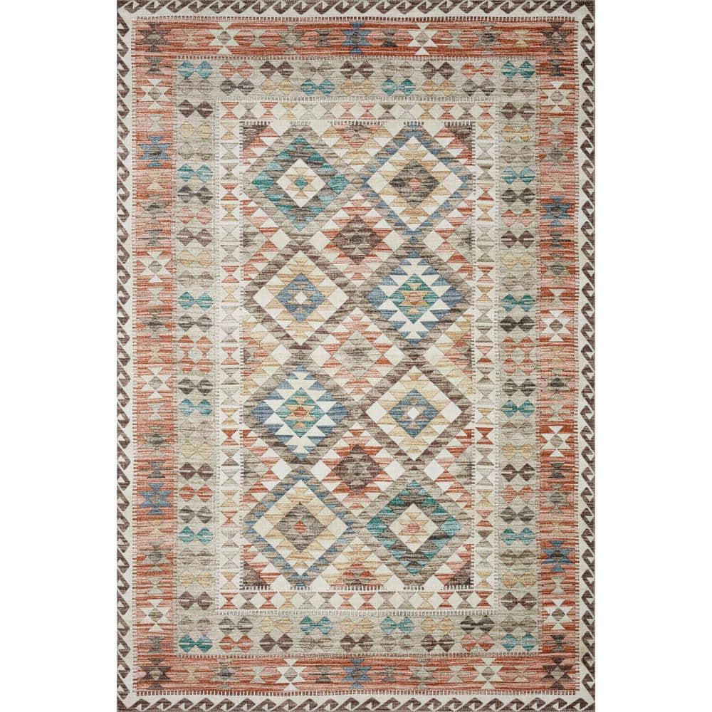 Zion Ivory Multi Southwestern-Inspired Low-Pile Runner Rug, 2'6" x 7'6"